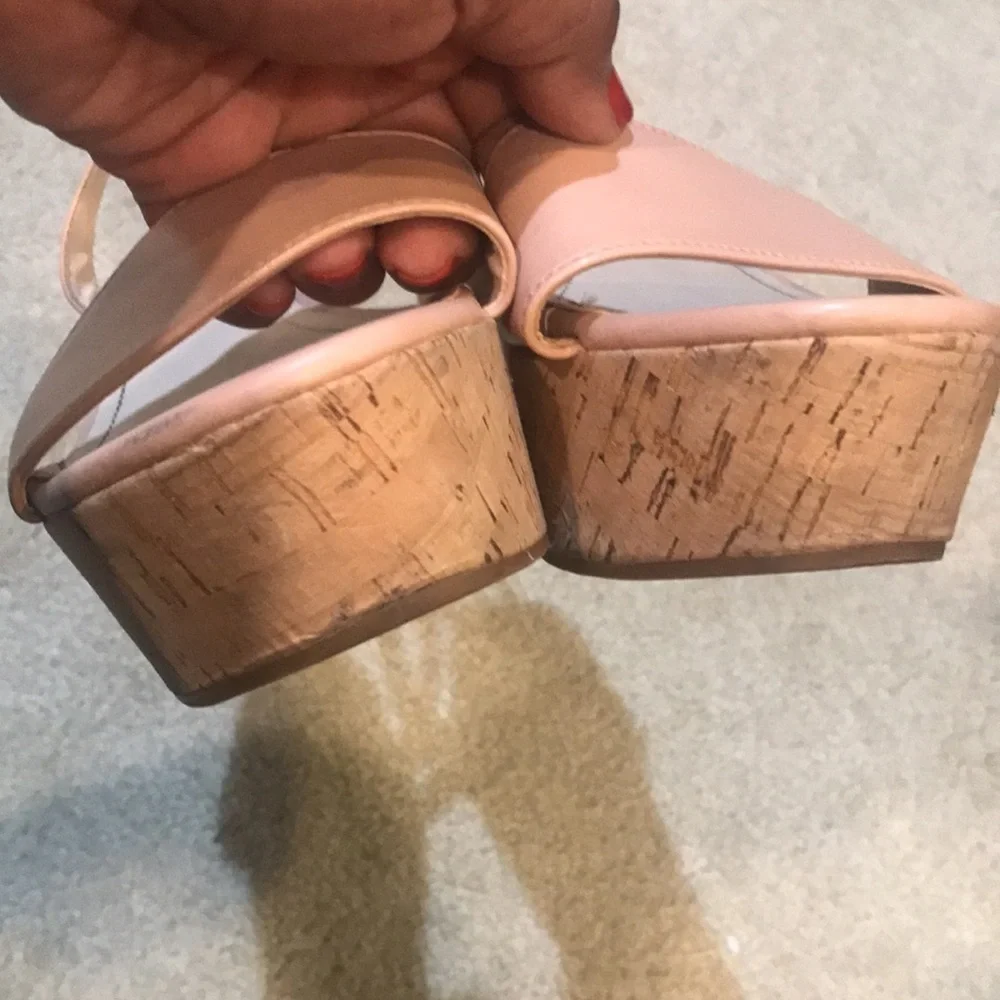 Nine West Pale Pink Ankle Strap Wedge Sandal-Size 10